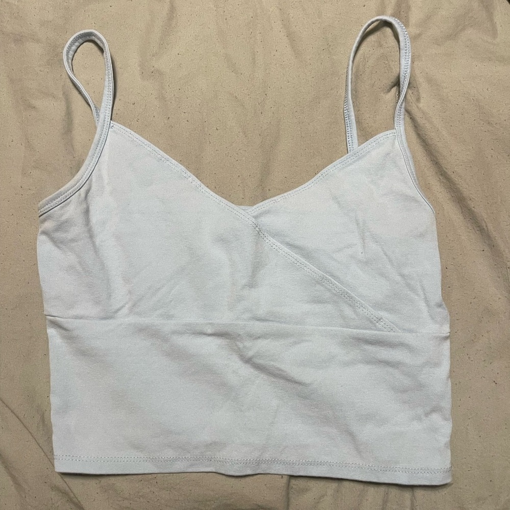 Shein, Size S, Light blue, Crossover tank top, minor rip in seam